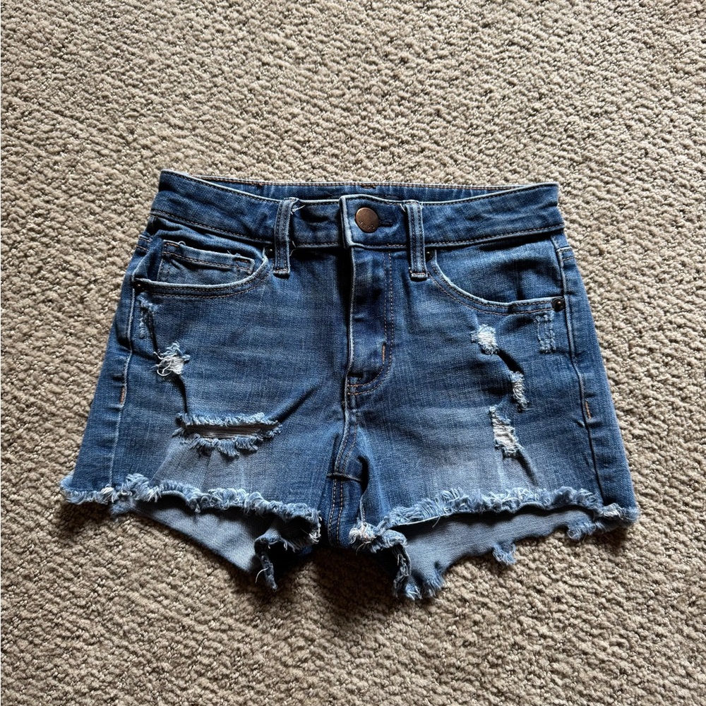 Aeropostale Blue Distressed Jean Shorts Raw Hem